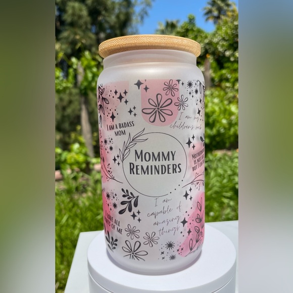 Mommy Reminders frosted Libby can glass 16oz - Picture 1 of 6